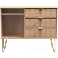 Ready Assembled Cuba 3 Drawer Tv Unit With Legs - Bardolino Oak, Brown