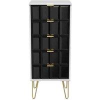 Ready Assembled Cuba 5 Drawer Locker - Deep Black and White, Multi