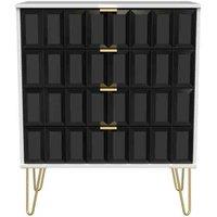 Welcome Furniture Ready Assembled Cuba 4 Drawer Chest - Deep Black and White, Black