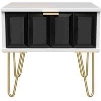 Welcome Furniture Ready Assembled Cuba1 Drawer Locker With Legs - Deep Black and White, Black