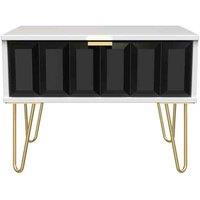 Welcome Furniture Ready Assembled Cuba 1 Drawer Midi Chest With Legs - Deep Black and White, Black