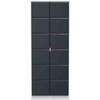 Welcome Furniture Ready Assembled Cuba Tall Plain Wardrobe - Indigo Matt and White, Blue