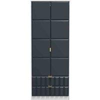 Welcome Furniture Ready Assembled Cuba Tall 2 Drawer Wardrobe - Indigo Matt and White, Blue