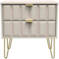 Welcome Furniture Ready Assembled Cuba 2 Drawer Midi Chest - Kashmir Matt, Cream
