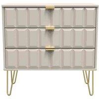 Welcome Furniture Ready Assembled Cuba 3 Drawer Chest - Kashmir Matt, Cream