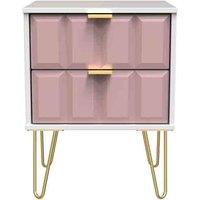 Welcome Furniture Ready Assembled Cuba 2 Drawer Locker - Kobe Pink and White, Pink