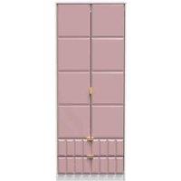 Welcome Furniture Ready Assembled Cuba Tall 2 Drawer Wardrobe - Kobe Pink and White, Pink