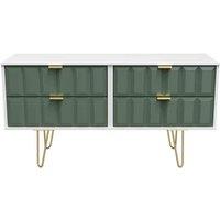 Ready Assembled Cuba 4 Drawer Bed Box - Labradore Green and White, Multi