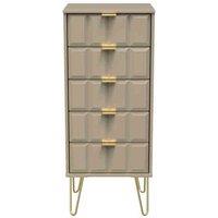 Welcome Furniture Ready Assembled Cuba 5 Drawer Locker - Mushroom, Grey