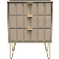 Welcome Furniture Ready Assembled Cuba 3 Drawer Midi Chest With Legs - Mushroom, Grey