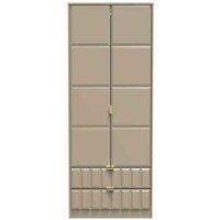Welcome Furniture Ready Assembled Cuba Tall 2 Drawer Wardrobe - Mushroom, Grey