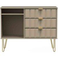 Ready Assembled Cuba 3 Drawer Tv Unit With Legs - Mushroom, Grey