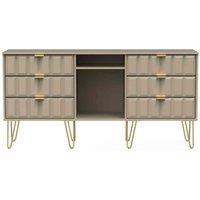 Ready Assembled Cuba 6 Drawer Tv Unit With Legs - Mushroom, Grey