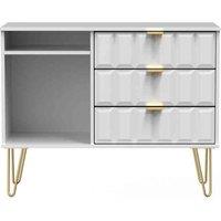 Ready Assembled Cuba 3 Drawer Tv Unit With Legs - White Matt, White