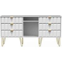 Ready Assembled Cuba 6 Drawer Tv Unit With Legs - White Matt, White