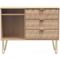 Ready Assembled Copenhagagen 3 Drawer Tv Unit With Legs - Bardolino Oak, Brown