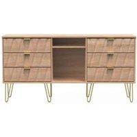 Ready Assembled Copenhagagen 6 Drawer Tv Unit With Legs - Bardolino Oak, Brown
