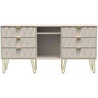 Ready Assembled Copenhagagen 6 Drawer Tv Unit With Legs - Kashmir Matt, White