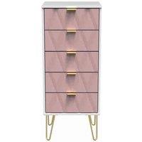 Welcome Furniture Ready Assembled Copenhagagen 5 Drawer Locker - Kobe Pink and White, Pink