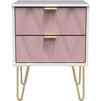 Welcome Furniture Ready Assembled Copenhagagen 2 Drawer Locker - Kobe Pink and White, Pink