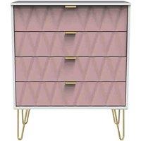 Welcome Furniture Ready Assembled Copenhagagen 4 Drawer Chest - Kobe Pink and White, Pink