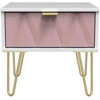 Welcome Furniture Ready Assembled Copenhagagen 1 Drawer Locker With Legs - Kobe Pink and White, Pink
