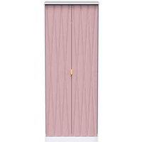 Welcome Furniture Ready Assembled Copenhagagen Tall Plain Wardrobe - Kobe Pink and White, Pink
