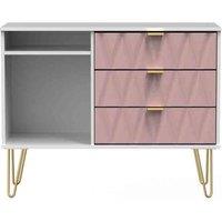 Ready Assembled Copenhagagen 3 Drawer Tv Unit With Legs - Kobe Pink and White, Multi