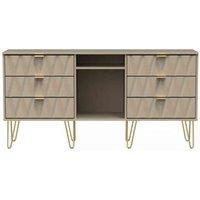 Ready Assembled Copenhagagen 6 Drawer Tv Unit With Legs - Mushroom, Grey