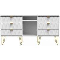 Ready Assembled Copenhagagen 6 Drawer Tv Unit With Legs - White Matt, White