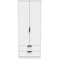 Welcome Furniture Ready Assembled Copenhagagen Tall 2 Drawer Wardrobe - White, White