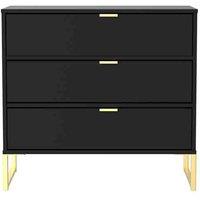 Welcome Furniture Ready Assembled Copenhagagen 3 Drawer Chest diego - Black, Black