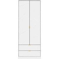 Welcome Furniture Ready Assembled Copenhagagen Tall 2 Drawer Wardrobe - Marble, Cream