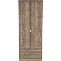 Welcome Furniture Ready Assembled Copenhagagen Tall 2 Drawer Wardrobe - Vintage Oak, Brown