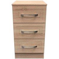 Welcome Furniture Ready Assembled Devon 3 Drawer Locker - Bardolino Oak, Brown