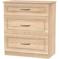 Welcome Furniture Ready Assembled Devon 3 Drawer Deep Chest - Bardolino Oak