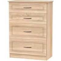 Welcome Furniture Ready Assembled Devon 4 Drawer Deep Chest - Bardolino Oak, Brown