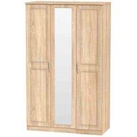 Welcome Furniture Ready Assembled Devon Triple Mirrored Wardrobe - Bardolino Oak, Brown