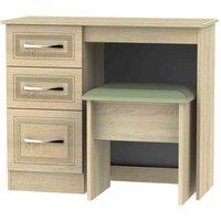 Ready Assembled Devon 2 Piece Set - Vanity and Stool - Bardolino Oak, Brown
