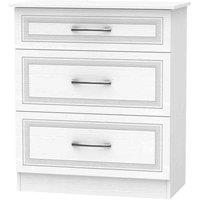Welcome Furniture Ready Assembled Devon 3 Drawer Deep Chest - White, White