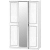 Welcome Furniture Ready Assembled Devon Triple Mirrored Wardrobe - White, White