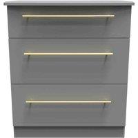 Welcome Furniture Ready Assembled Waltham 3 Drawer Deep Chest - Dust Grey, Grey