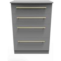 Welcome Furniture Ready Assembled Waltham 4 Drawer Deep Chest - Dust Grey, Grey