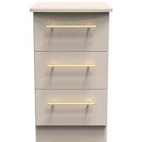 Welcome Furniture Ready Assembled Waltham 3 Drawer Locker - Kashmir Matt, Cream