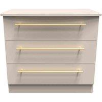 Welcome Furniture Ready Assembled Waltham 3 Drawer Chest - Kashmir Matt, Cream