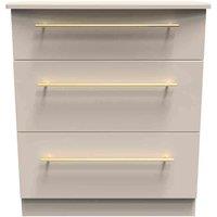 Welcome Furniture Ready Assembled Waltham 3 Drawer Deep Chest - Kashmir Matt, Cream