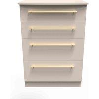 Welcome Furniture Ready Assembled Waltham 4 Drawer Deep Chest - Kashmir Matt, Cream