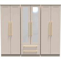 Welcome Furniture Ready Assembled Waltham Tall 6 Door Wardrobe - Kashmir Matt, Cream