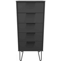 Welcome Furniture Ready Assembled Hirato 5 Drawer Locker - Graphite, Grey