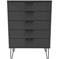 Welcome Furniture Ready Assembled Hirato 5 Drawer Chest - Graphite, Grey